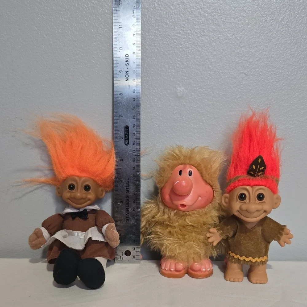 Russ Orange and Brown Troll Dolls Set with Unique Outfits